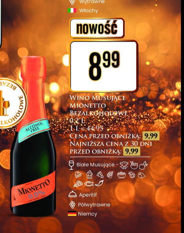 Wino MIONETTO 0.0% promocja w Dino