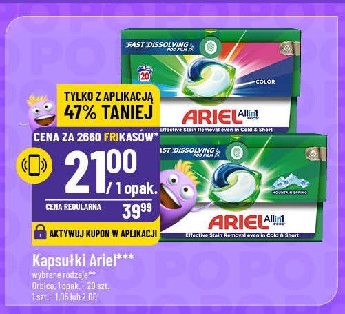 Kapsułki do prania color Ariel all in 1 promocja w POLOmarket