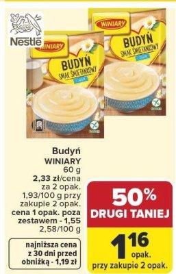 Budyń smak śmietankowy Winiary promocja w Carrefour