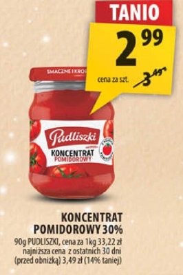 Koncentrat pomidorowy 30% Pudliszki promocja w Arhelan