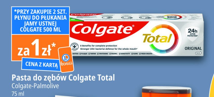 Pasta do zębów original Colgate total promocja w Leclerc