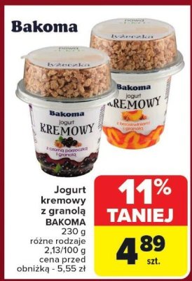 Jogurt kremowy z granolą Bakoma promocja w Carrefour
