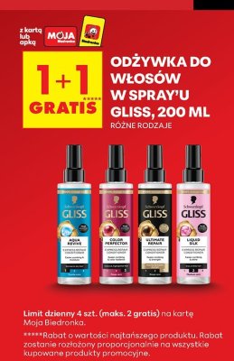 Odżywka do włosów w spray'u Gliss 200 ml - różne rodzaje promocja w Biedronka
