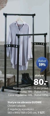 Stativ na ubrania GUDME chrom i plastik promocja w Jysk