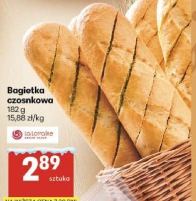 Bagietka czosnkowa La Lorraine promocja w Delikatesy Centrum
