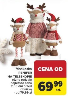 Maskotka Renifer na teleskopowych nogach, różne rodzaje Carrefour promocja w Carrefour