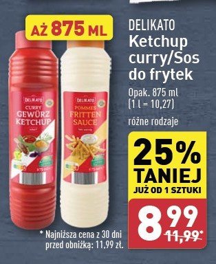 Ketchup z przyprawą curry łagodny Delikato promocja w Aldi