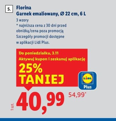 Garnek emaliowany ⌀ 22 cm promocja w Lidl