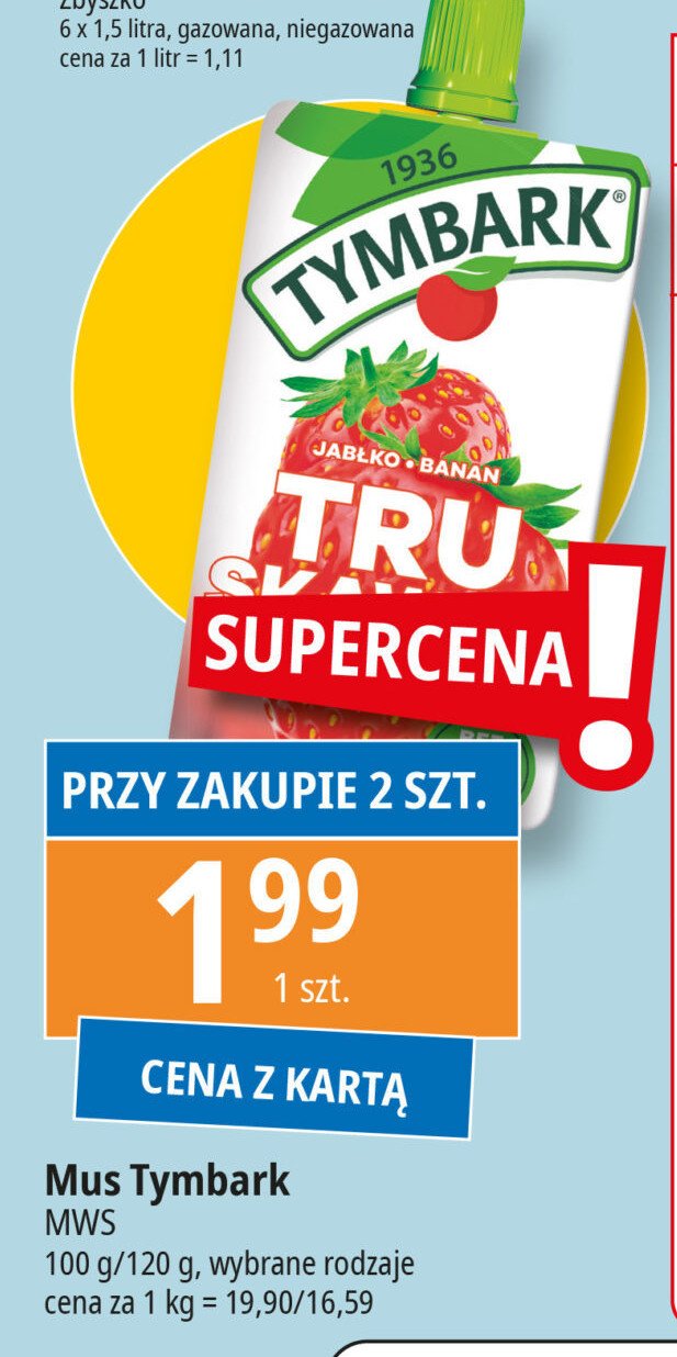 Mus jabłko-banan-truskawka Tymbark mus promocja w Leclerc