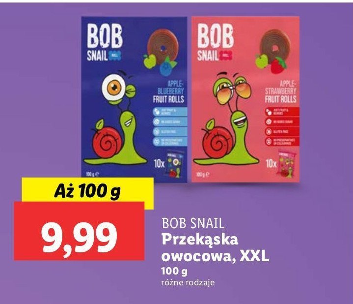 Przekąska jabłkowo-borówkowa Bob snail promocja w Lidl
