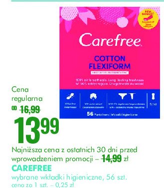 Wkładki cotton flexiform Carefree promocja