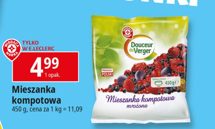 Mieszanka kompotowa Wiodąca marka douceur du verger promocja w Leclerc