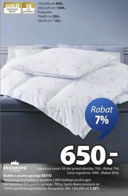 Kołdra z puchu gęsiego BEITO promocja w Jysk