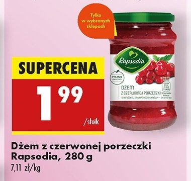 Dżem z czerwonych porzeczek Rapsodia promocja