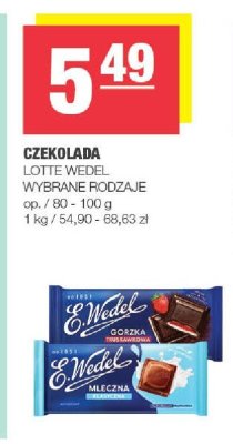 Czekolada Lotte Wedel wybrane rodzaje promocja w SPAR