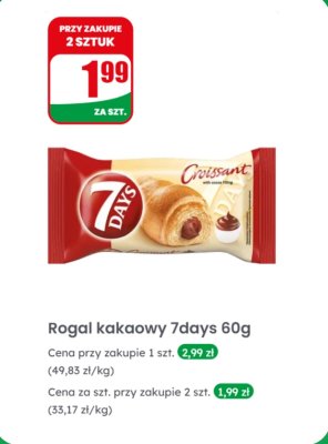 Rogal kakaowy 7days 60g promocja w Dino