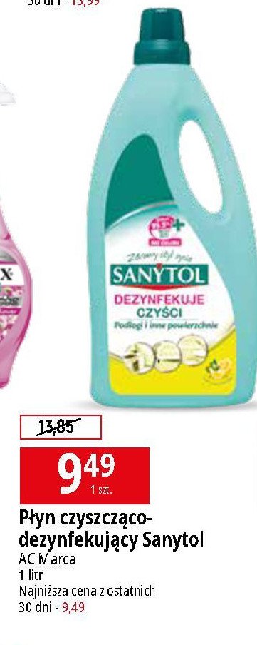 Płyn dezynfekujący i czyszczący podłodi i inne powierzchnie cytrynowy Sanytol promocja