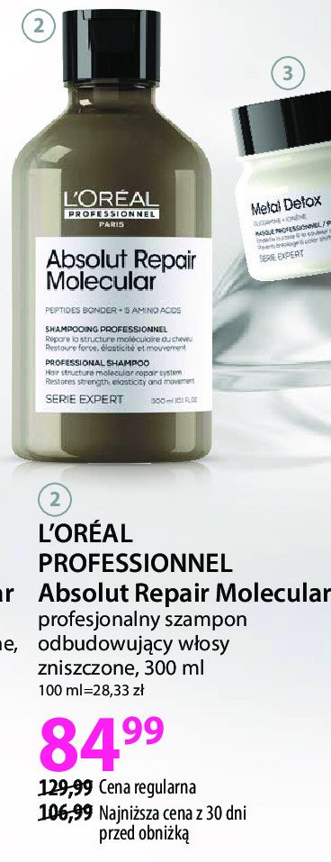 Szampon do włosów molecular L'oreal absolut repair promocja w Hebe