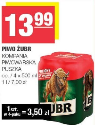 Piwo Żubr Kompania Piwowarska Puszka promocja w SPAR