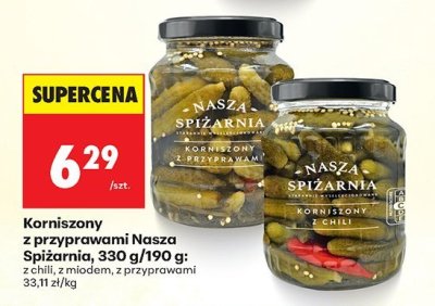 Korniszony z przyprawami Nasza Spiżarnia, 330 g/190 g z przyprawami promocja w Biedronka