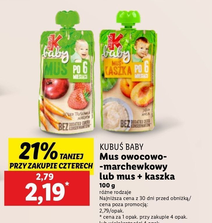 Mus+kaszka jab艂ko morela Kubu艣 baby promocja