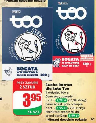Sucha karma dla kota Teo promocja w Dino