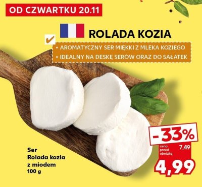 Ser rolada kozia z miodem promocja w Kaufland