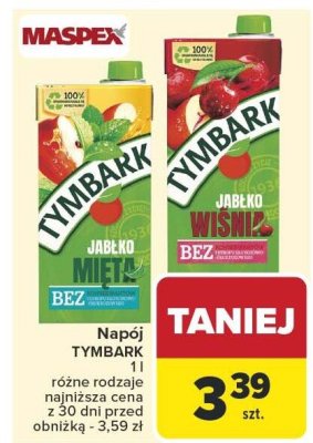 Napój TYMBARK jabłko-mięta 1l promocja w Carrefour
