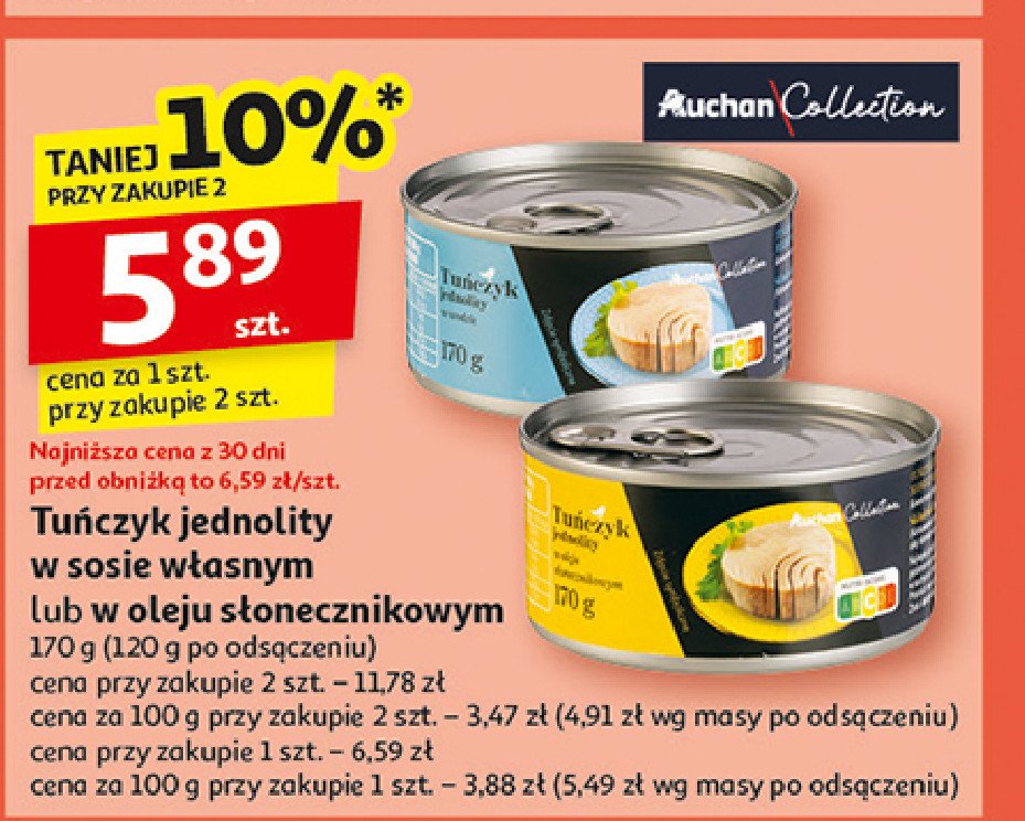 Tuńczyk jednolity w sosie własnym AUCHAN COLLECTION promocja w Auchan