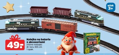 Kolejka na baterie z akcesoriami różne rodzaje tory 355 cm promocja w Netto