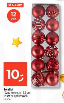 Bombki różne kolory, śr. 5,5 cm, 12 szt. w opakowaniu promocja w Dealz