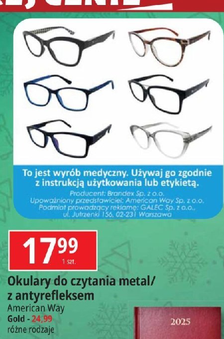 Okulary do czytania z antyrefleksem ic5014br American way promocja