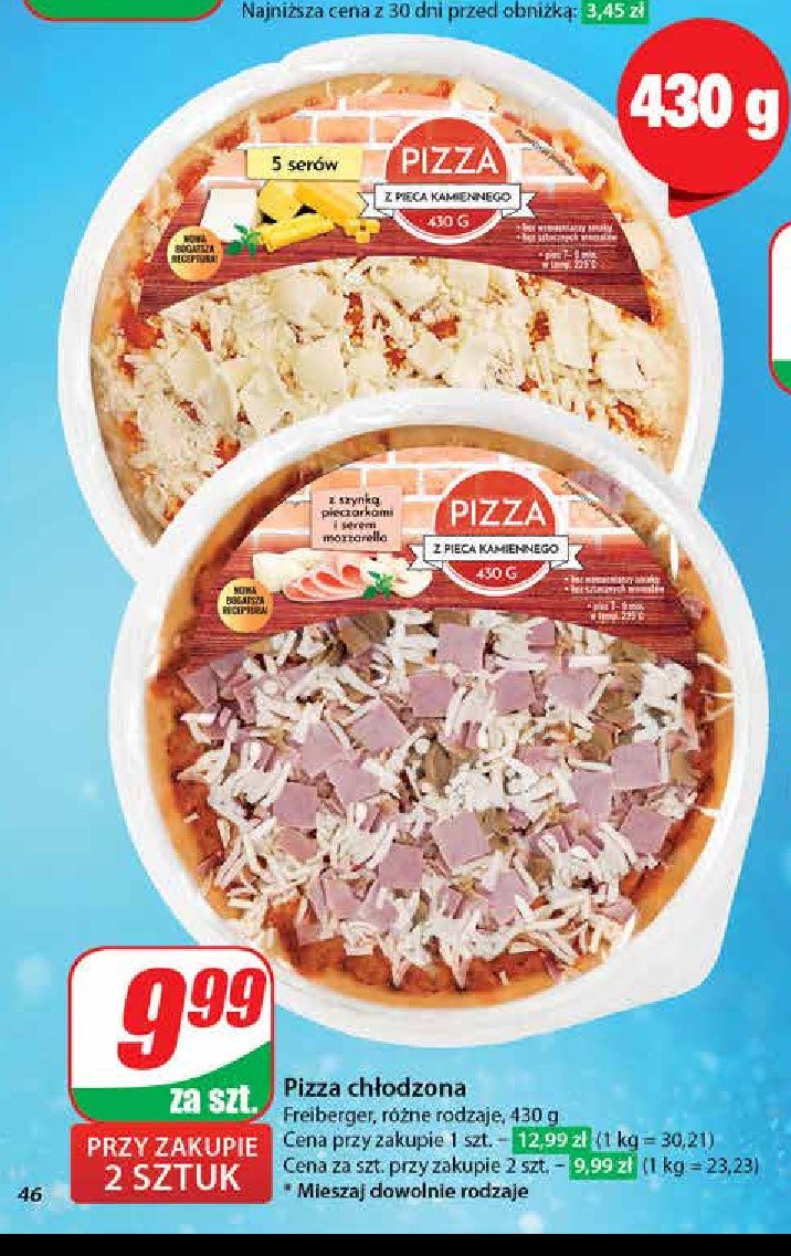 Pizza z szynką i pieczarkami FREIBERGER promocja w Dino