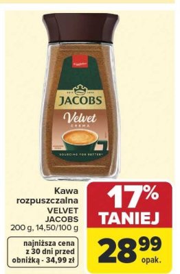 Kawa rozpuszczalna VELVET Crema JACOBS promocja w Carrefour