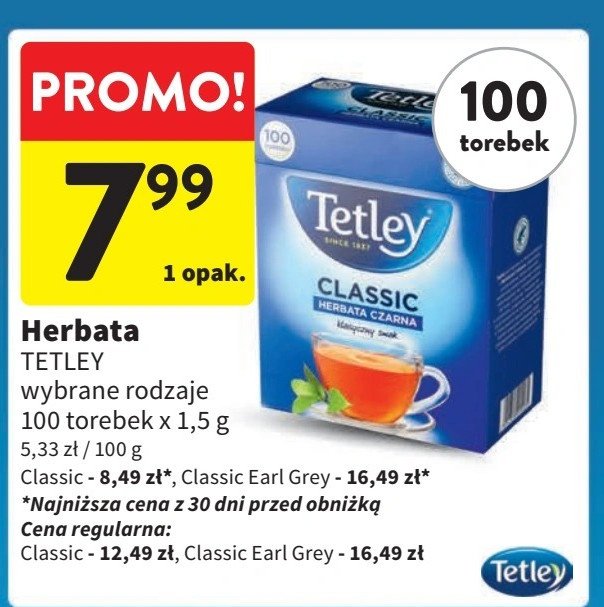 Herbata earl grey Tetley classic promocja w Intermarche