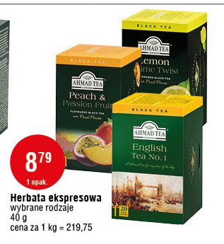 Herbata ekspresowa w kopertach AHMAD TEA LONDON PEACH & PASSION FRUIT promocja