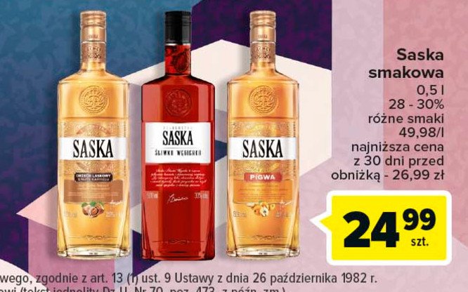 W贸dka SASKA ORZECH LASKOWY Z NUT膭 KARMELU promocja