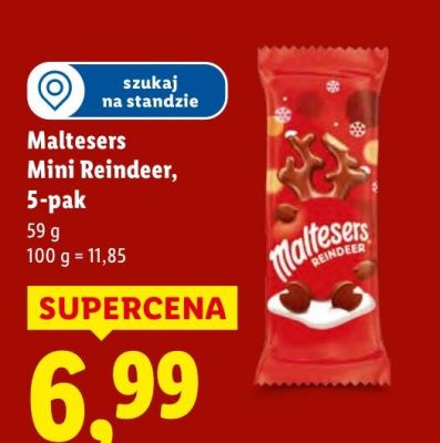 Czekolada Maltesers Mini Reindeer 5-pak promocja w Lidl