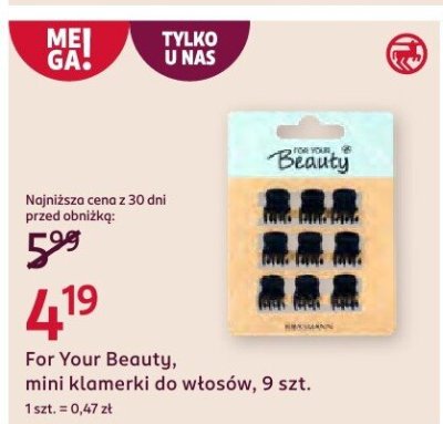 Klamerki For Your Beauty mini do włosów, 9 szt. promocja w Rossmann