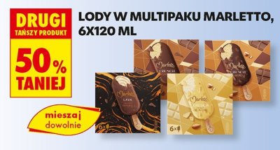 Lody w multipaku Marletto, 6x120 ml drugi -50% taniej promocja w Biedronka
