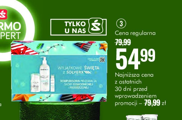 Zestaw w pudełku aqua: balsam do ciała 400ml + krem na noc 50ml + krem pod oczy 15ml Solverx promocja w Super-Pharm