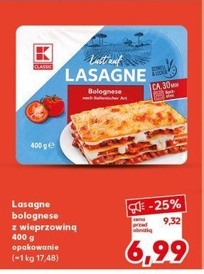Lasagne bolognese z wieprzowiny K-classic promocja