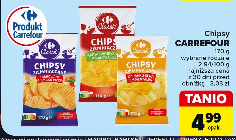 Chipsy serowe emmentaler Carrefour classic promocja w Carrefour Market