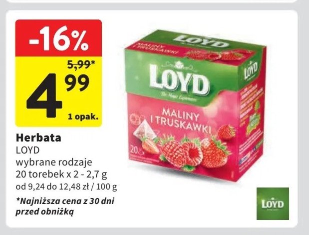 Herbata malina-truskawka Loyd tea promocja