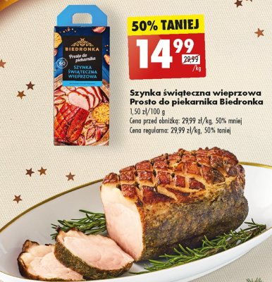 Szynka świąteczna wieprzowa Biedronka prosto do piekarnika promocja