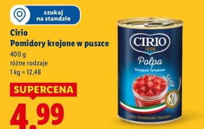 Pomidory krojone w puszce różne rodzaje promocja w Lidl