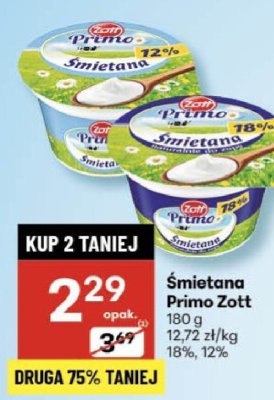 Śmietana Primo Zott promocja w Delikatesy Centrum