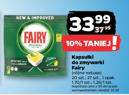 Tabletki do zmywarek lemon Fairy all in 1 promocja