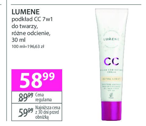 Podkład krem 7w1 cc fair LUMENE CC COLOR CORRECTING CREAM promocja