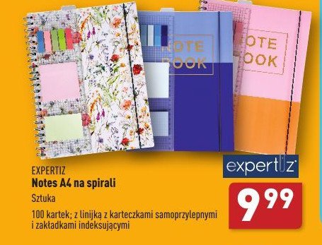 Notes na spirali z kolorowymi przekładkami a4/100 k kratka Expertiz promocja